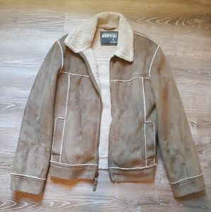 Aeropostale Faux Suede Sherpa Coat
